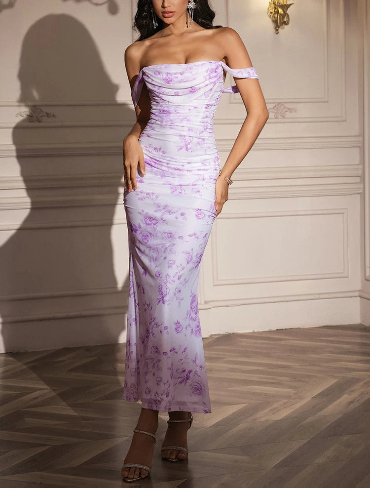 Vestido Elegancia Rosa - Silueta Elegante Off Shoulder