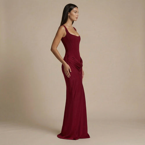 Norevia Vestido Bordeux Esculpido