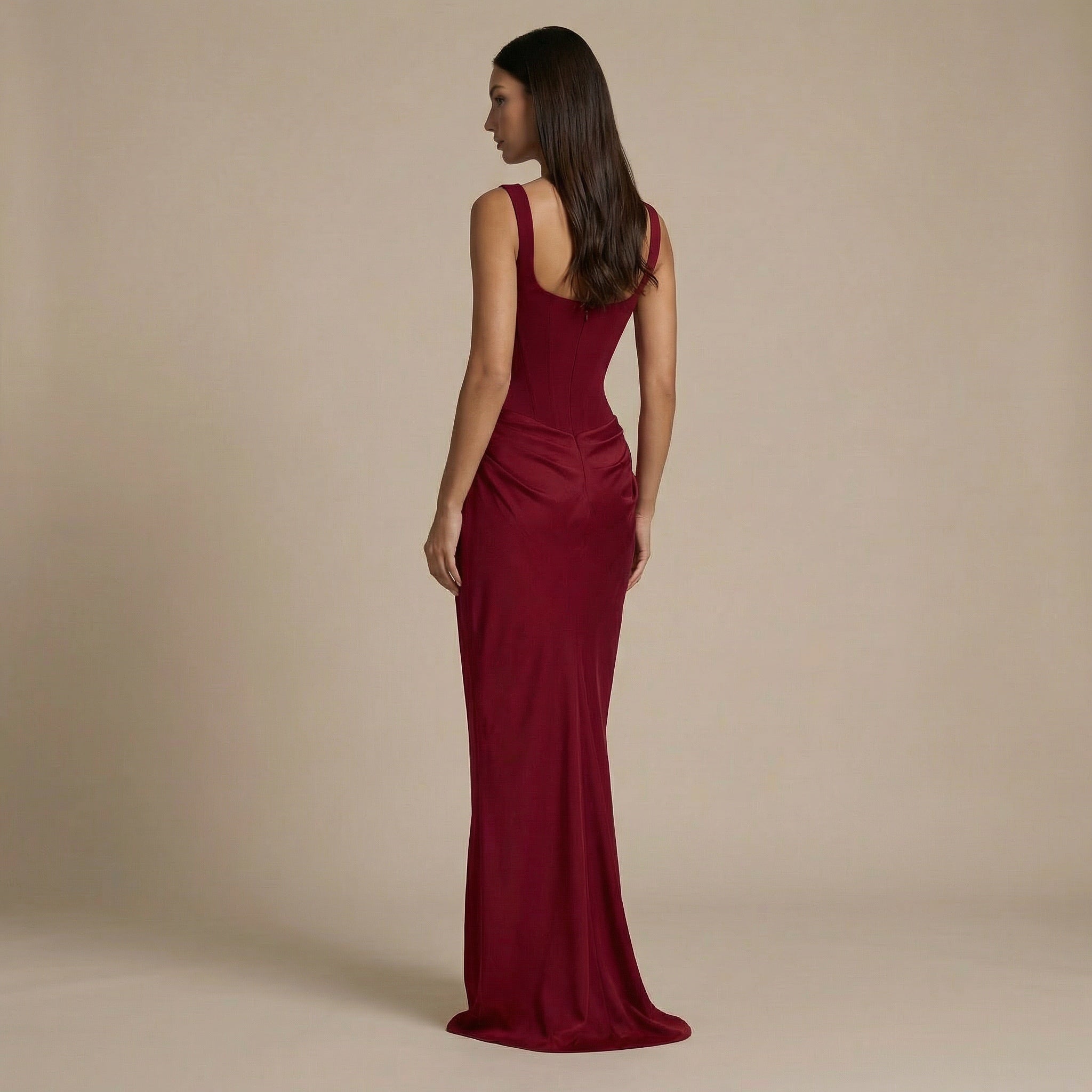 Norevia Vestido Bordeux Esculpido