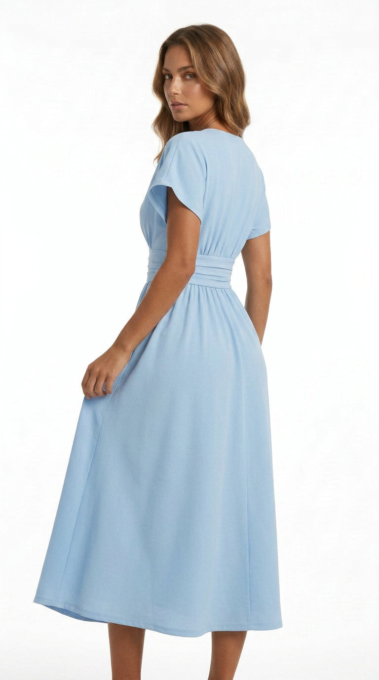 Vestido Midi Elegante de Verano – Corte Favorecedor y Caída Fluida