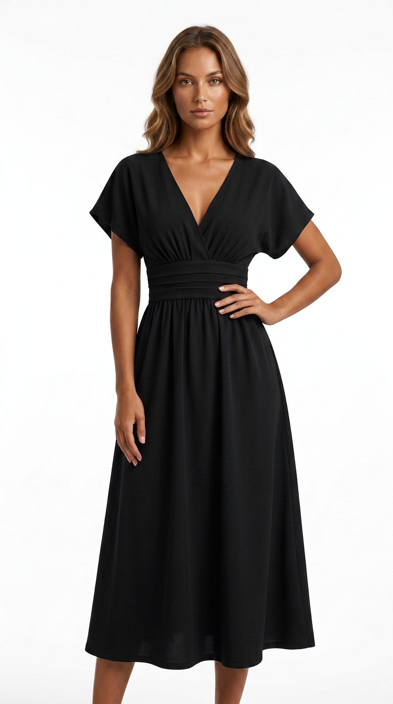 Vestido Midi Elegante de Verano – Corte Favorecedor y Caída Fluida
